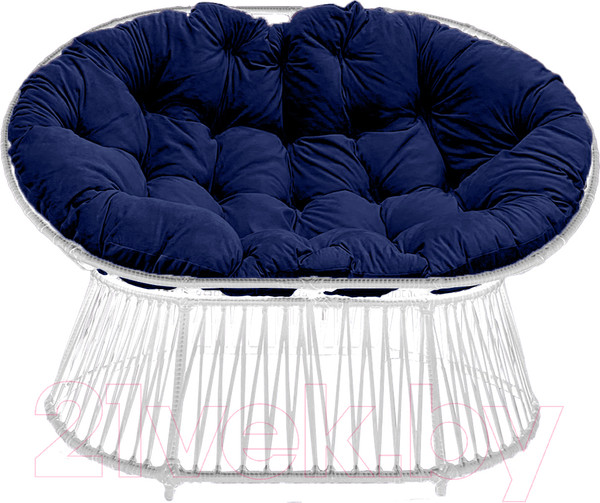 Изображение товара Кресло садовое Craftmebelby Мамасан Премиум (белый/синий)