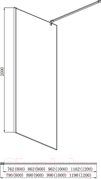 Изображение товара Душевая стенка Aquatek 90x200 / AQNAR6310-90 (хром/прозрачное стекло)