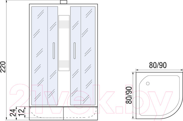 Изображение товара Душевая кабина RIVER Nara Light Б/К XL 80/24 MT