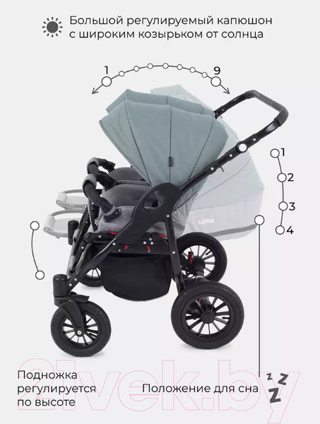Изображение товара Детская универсальная коляска Rant Siena Duo 2 в 1 (09 серый/зеленый)