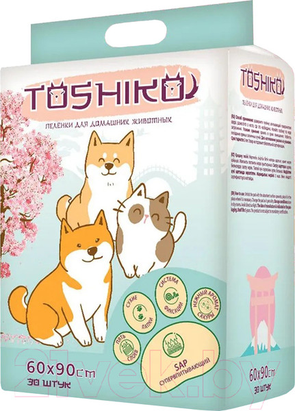Изображение товара Одноразовая пеленка для животных Toshiko С ароматом сакуры 60x90см (30шт)