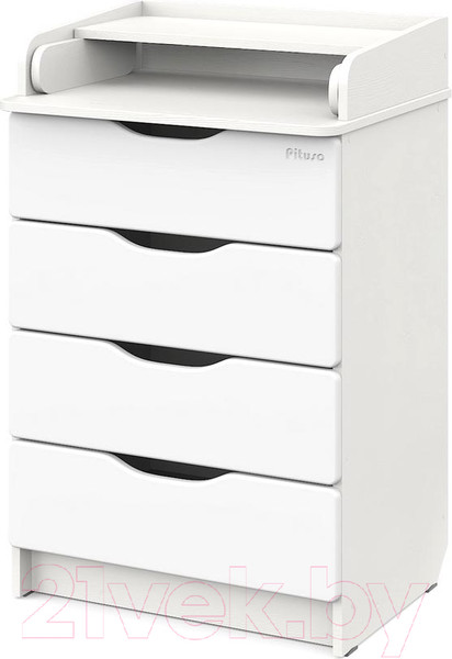 Изображение товара Комод пеленальный Pituso Сириус Wood 604 ПВХ (с шариковыми направляющими, белый премиум)