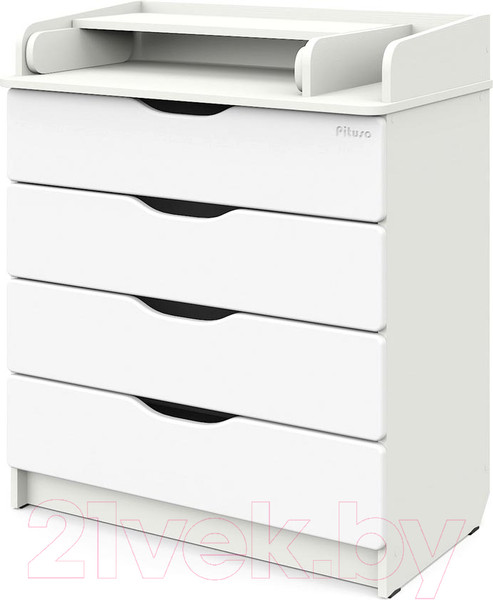 Изображение товара Комод пеленальный Pituso Сириус-2 Wood 804 ПВХ (с шариковыми направляющими, белый премиум)