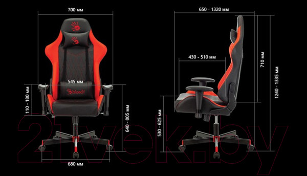 Изображение товара Кресло геймерское A4Tech Bloody GC-870 (черный/красный ромбик)