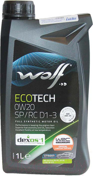 Изображение товара Моторное масло WOLF EcoTech 0W20 SP/RC D1-3 / 16173/1 (1л)