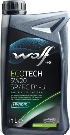Изображение товара Моторное масло WOLF EcoTech 5W20 SP/RC D1-3 / 16174/1 (1л)