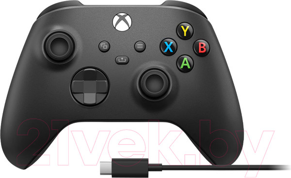 Изображение товара Геймпад Microsoft Xbox + кабель USB-С (черный карбон)