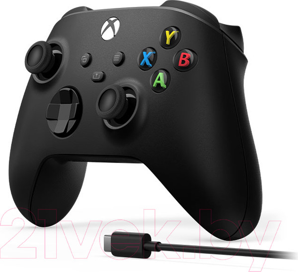 Изображение товара Геймпад Microsoft Xbox + кабель USB-С (черный карбон)