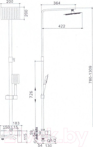 Изображение товара Душевая система со смесителем Haiba HB24815