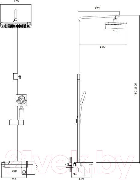 Изображение товара Душевая система со смесителем Haiba HB24615-7