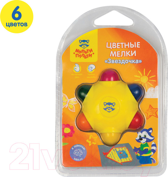 Изображение товара Пластиковые мелки Мульти-пульти Звездочка / PC_15896 (6цв)