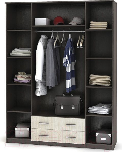 Изображение товара Шкаф Столица Мебели Квадро 4х створчатый (белфорт/венге)