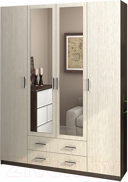 Изображение товара Шкаф Столица Мебели Квадро 4х створчатый (белфорт/венге)