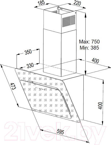 Изображение товара Вытяжка наклонная Korting KHC 67590 GN