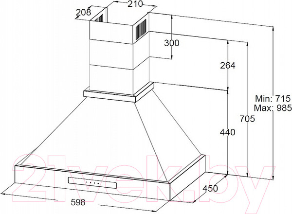 Изображение товара Вытяжка купольная Korting KHC 6809 B
