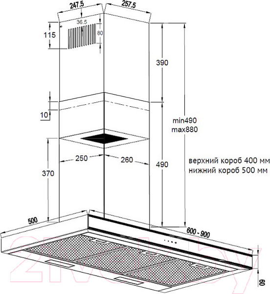 Изображение товара Вытяжка Т-образная Korting KHC 9737 XGN