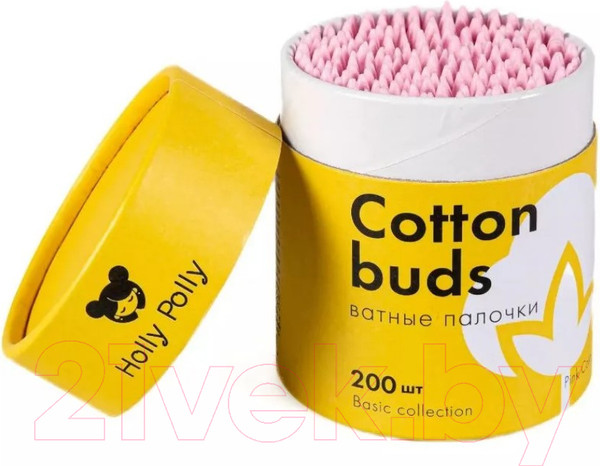 Изображение товара Ватные палочки Holly Polly Бамбуковые розовые (200шт)