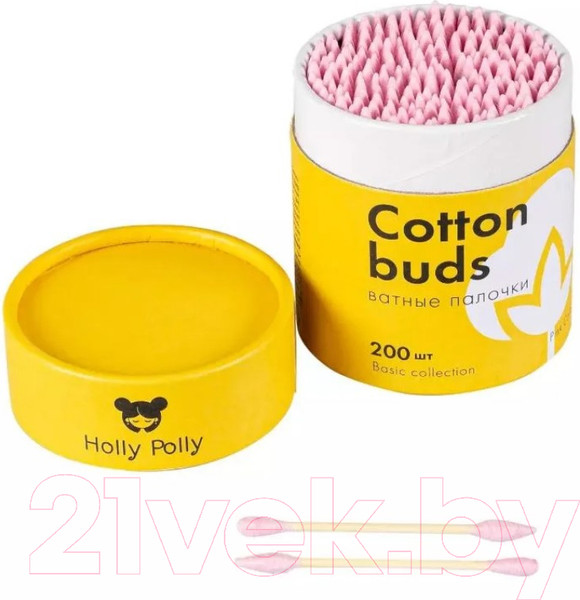 Изображение товара Ватные палочки Holly Polly Бамбуковые розовые (200шт)