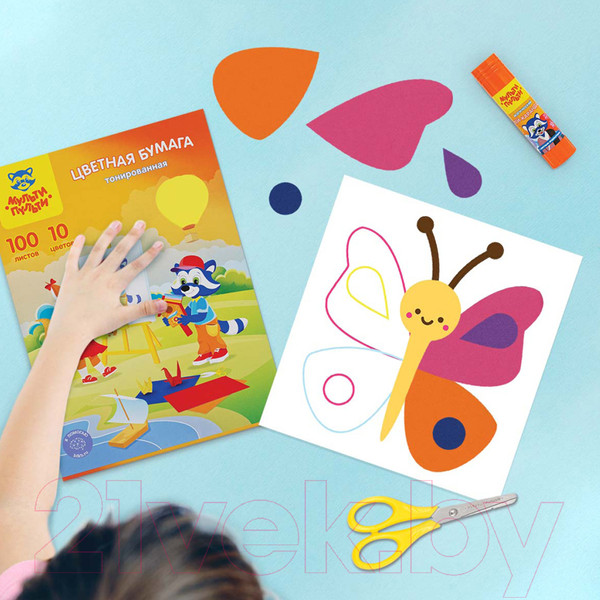 Изображение товара Набор цветной бумаги Мульти-пульти Приключения Енота / БЦт100А4_38726 (10цв)