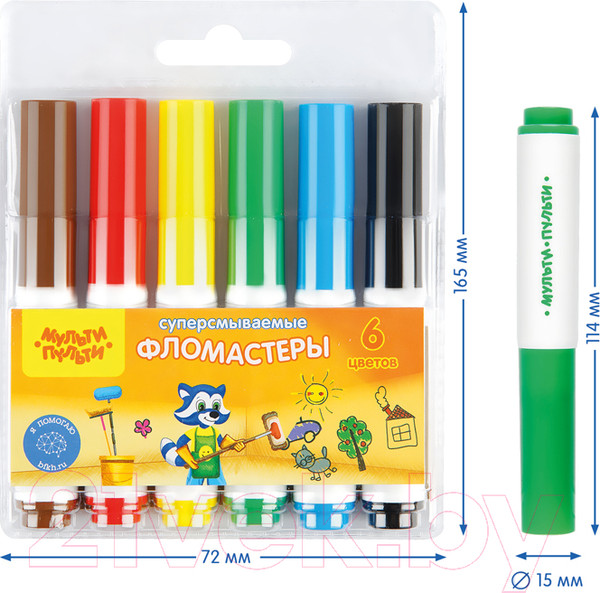 Изображение товара Фломастеры Мульти-пульти Приключения Енота / WP_19279 (6цв)