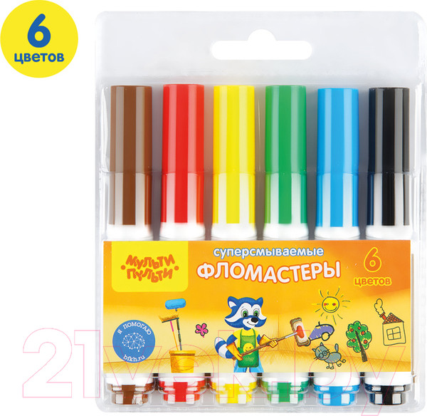 Изображение товара Фломастеры Мульти-пульти Приключения Енота / WP_19279 (6цв)