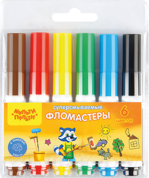 Изображение товара Фломастеры Мульти-пульти Приключения Енота / WP_19279 (6цв)