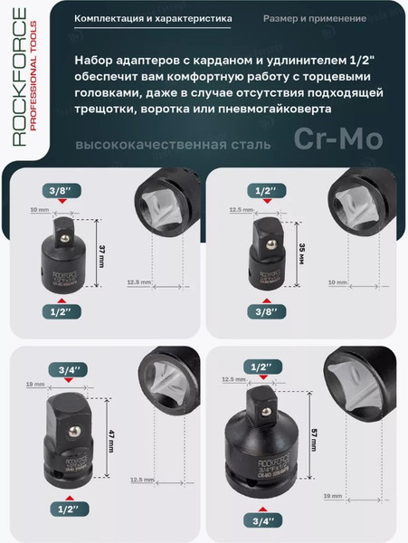 Изображение товара Набор адаптеров слесарных RockForce RF-4068MPB (52614)