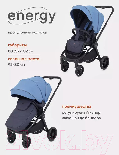 Изображение товара Детская прогулочная коляска Rant Energy Basic / RA096 (голубой)