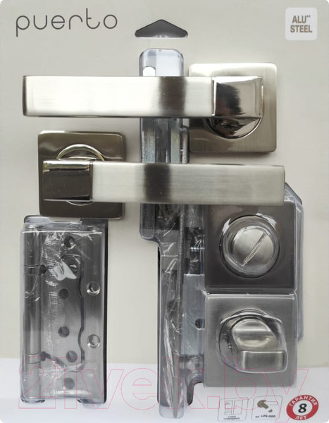 Изображение товара Комплект дверной фурнитуры Puerto Set 521-02 2070PL 2S SN/NP (никель матовый/никель блестящий)
