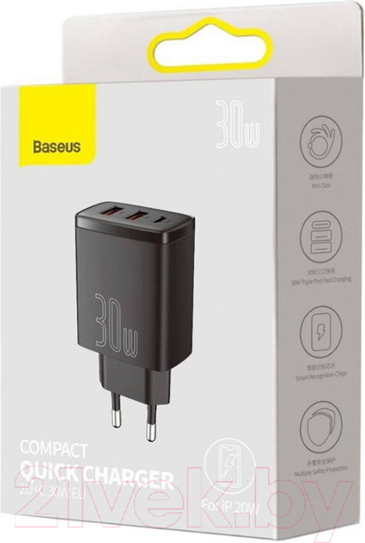 Изображение товара Адаптер питания сетевой Baseus Compact Quick Charger / CCXJ-E01 (черный)