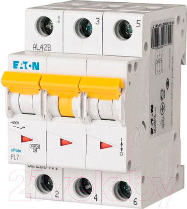 Изображение товара Выключатель автоматический Eaton PL7 3P 6A С 10кА 3М / 263406