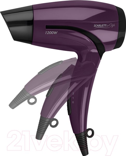 Изображение товара Компактный фен Scarlett SC-HD70T28 (фиолетовый/черный)