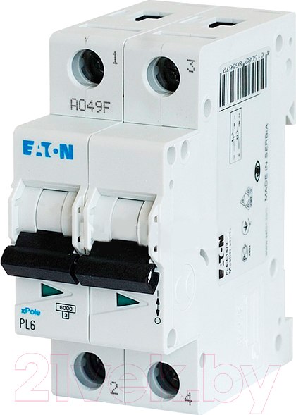 Изображение товара Выключатель автоматический Eaton PL6 2P 32А С 6кА 2M / 286570