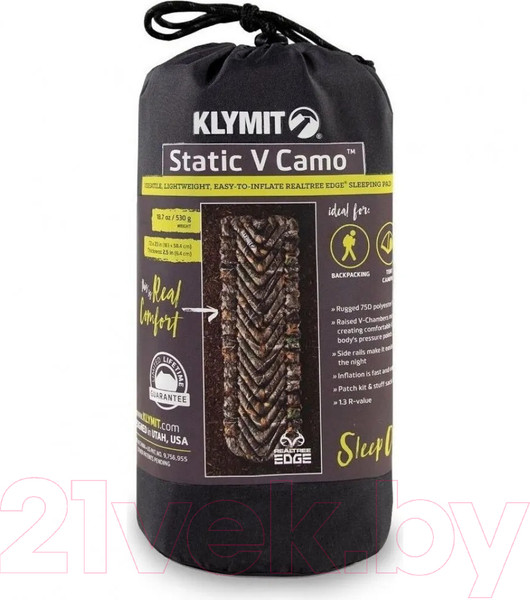 Изображение товара Туристический коврик Klymit Static V Realtree Edge (камуфляж)