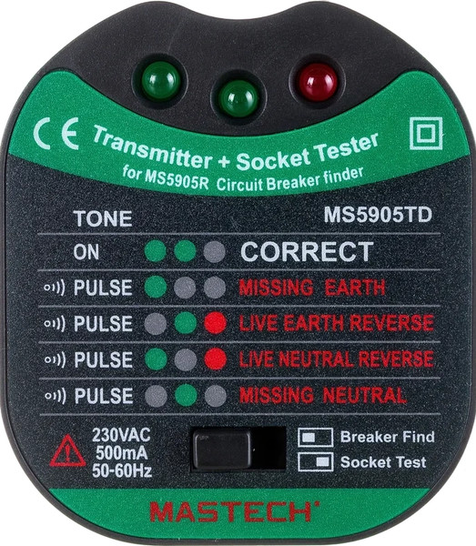 Изображение товара Тестер розетки Mastech MS5905RTD