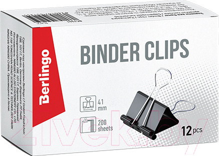 Изображение товара Зажим для бумаги Berlingo BC1241 (12шт, черный)