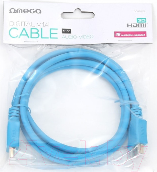 Изображение товара Кабель Omega HDMI-HDMI v.1.4 / OCHB41BL (1.5м, голубой)