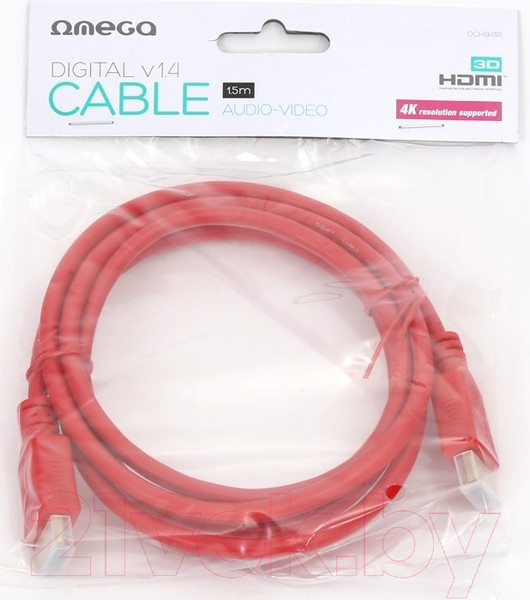 Изображение товара Кабель Omega HDMI-HDMI v.1.4 / OCHB41R (1.5м, красный)
