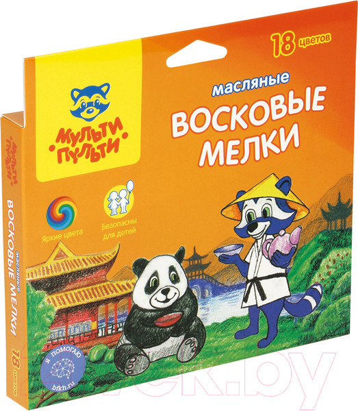 Изображение товара Восковые мелки Мульти-пульти Енот в Китае / OC_10469 (18цв)