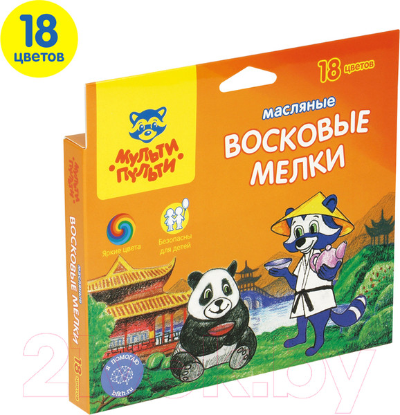 Изображение товара Восковые мелки Мульти-пульти Енот в Китае / OC_10469 (18цв)