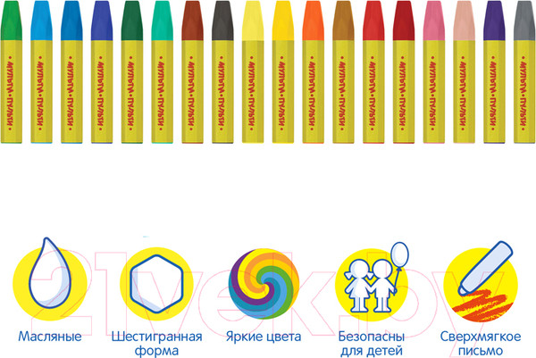 Изображение товара Восковые мелки Мульти-пульти Енот в Китае / OC_10469 (18цв)
