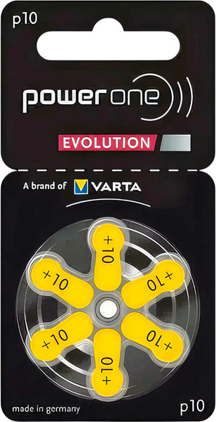 Изображение товара Комплект батареек PowerOne Evolution 10 PR70 для слуховых аппаратов (6шт)