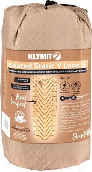 Изображение товара Туристический коврик Klymit Insulated Static V Luxe Sl (песочный)