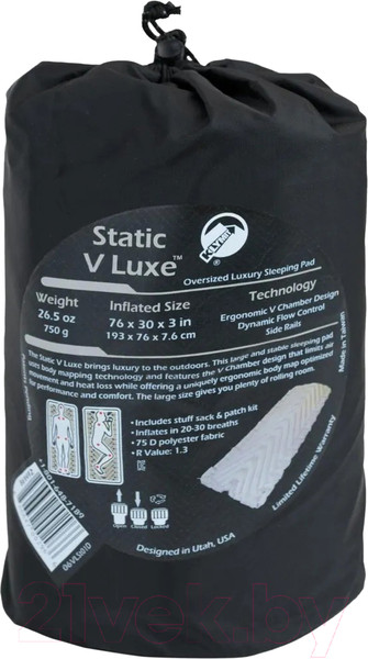 Изображение товара Туристический коврик Klymit Static V Luxe Pad (серый)