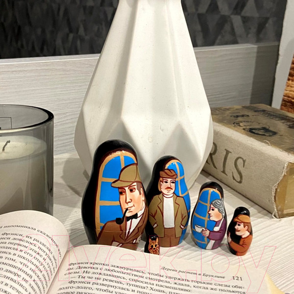 Изображение товара Матрешка сувенирная Брестская Фабрика Сувениров Шерлок Холмс и Ватсон / 5327
