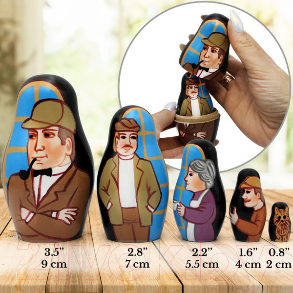 Изображение товара Матрешка сувенирная Брестская Фабрика Сувениров Шерлок Холмс и Ватсон / 5327