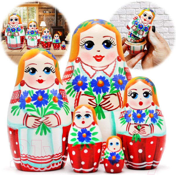 Изображение товара Матрешка сувенирная Брестская Фабрика Сувениров Белорусская национал. матрешка с васильками / 5010