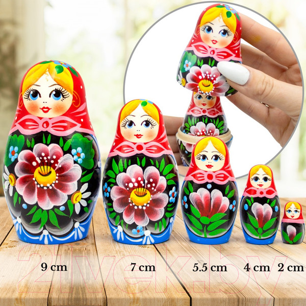 Изображение товара Матрешка сувенирная Брестская Фабрика Сувениров Традиционные матрешки с цветами / 5045