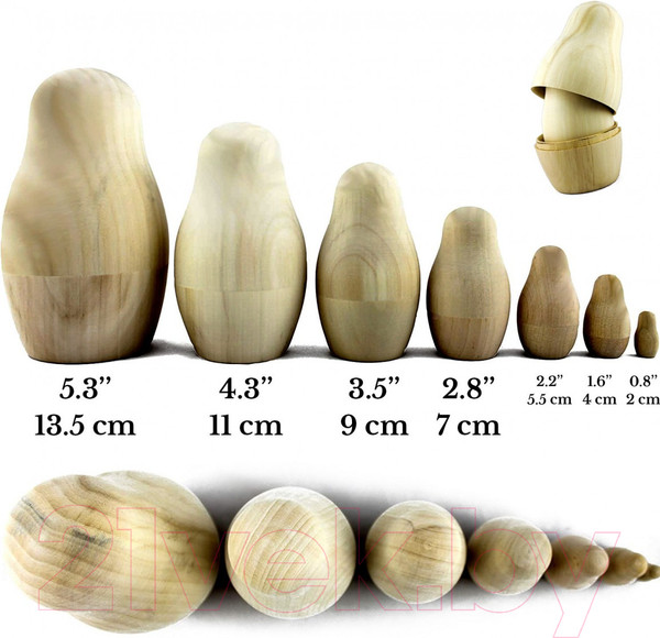 Изображение товара Набор заготовок для творчества Брестская Фабрика Сувениров Русская матрешка / blank7 (7шт)
