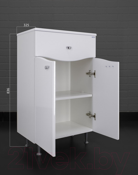 Изображение товара Тумба для ванной Айсберг 50 Волна с верхним ящиком В1